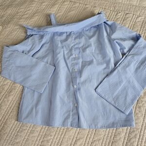 Blue Striped Off-Shoulder Blouse